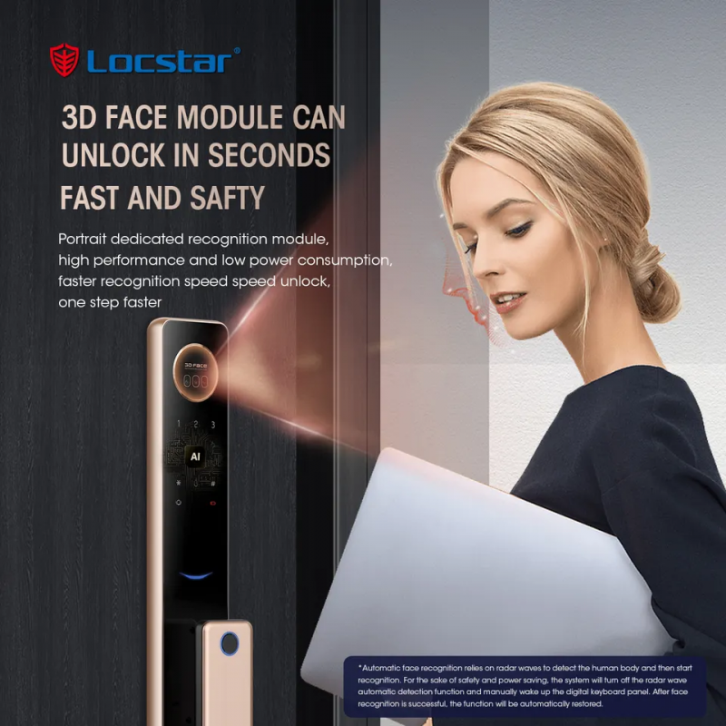 3d face unlock home door lock